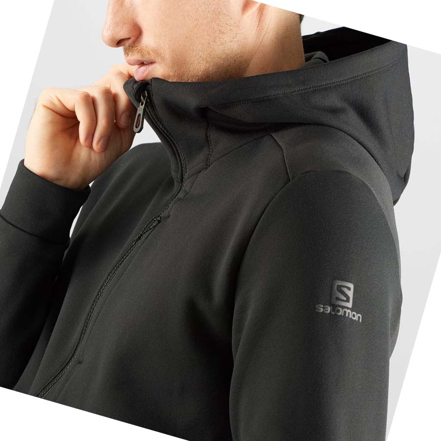 Salomon ESSENTIAL WARM FLEECE Kapucnis Pulóver Férfi Fekete | HU 2428HAP